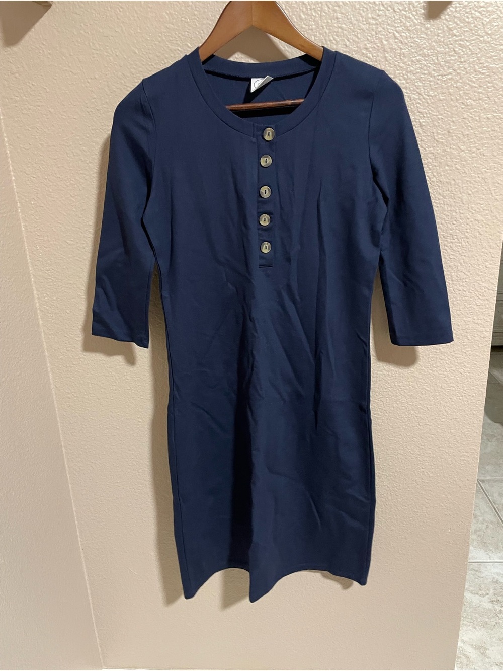 Lou Lou & Company Navy Button-Front Henley Nightdress